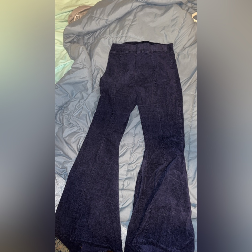 umgee Navy Corduroy Flared Pants